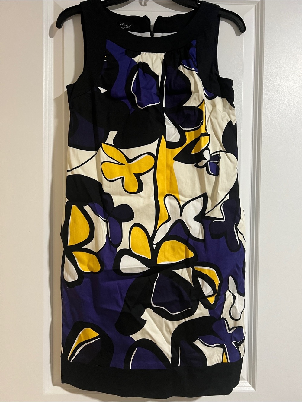 Kim Rogers Sleeveless Floral Shift Dress in Purple, Yellow & Black
